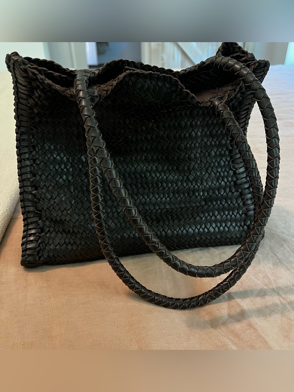 Madewell The Lexington Tote Woven Dark Brown Tote Bag coffee bean large - Picture 6 of 13